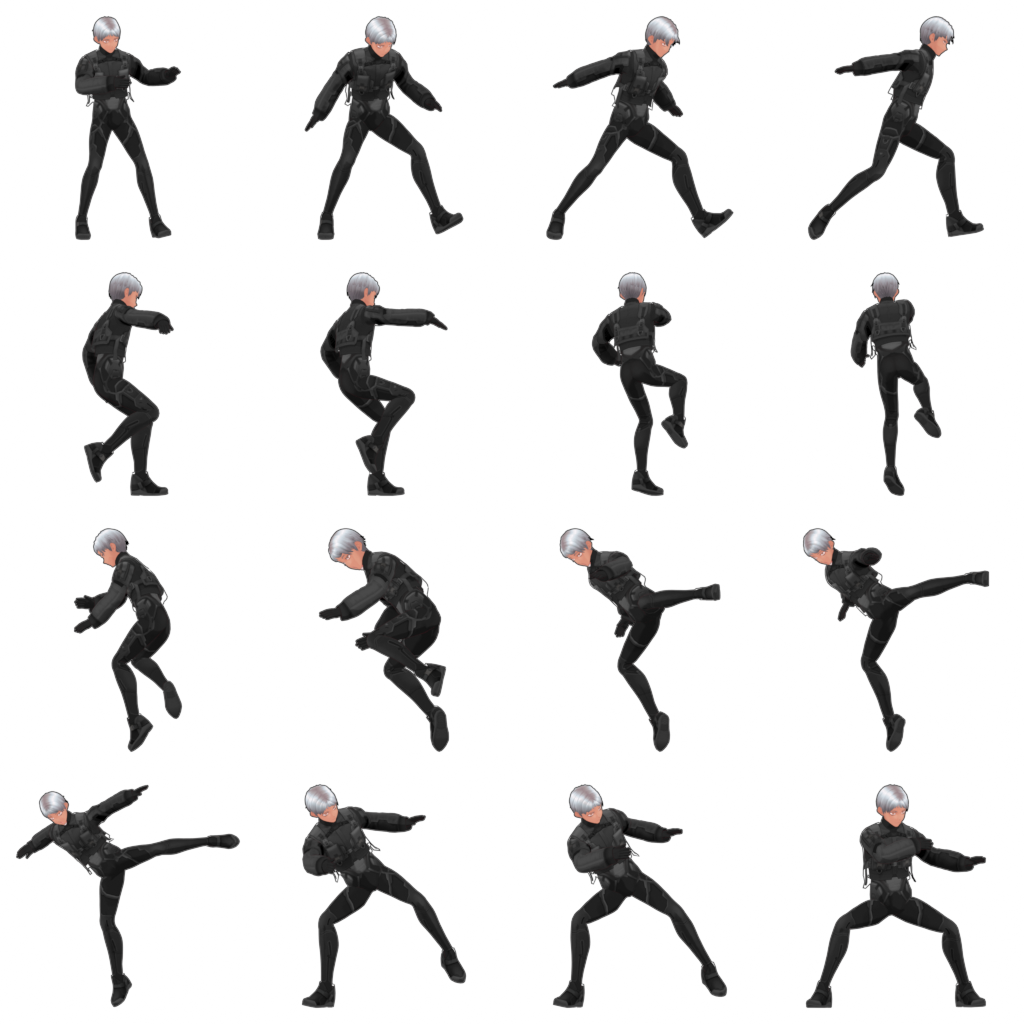 Output sprite sheet (Character A)